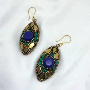Brass and Turquise Statement Earrings
